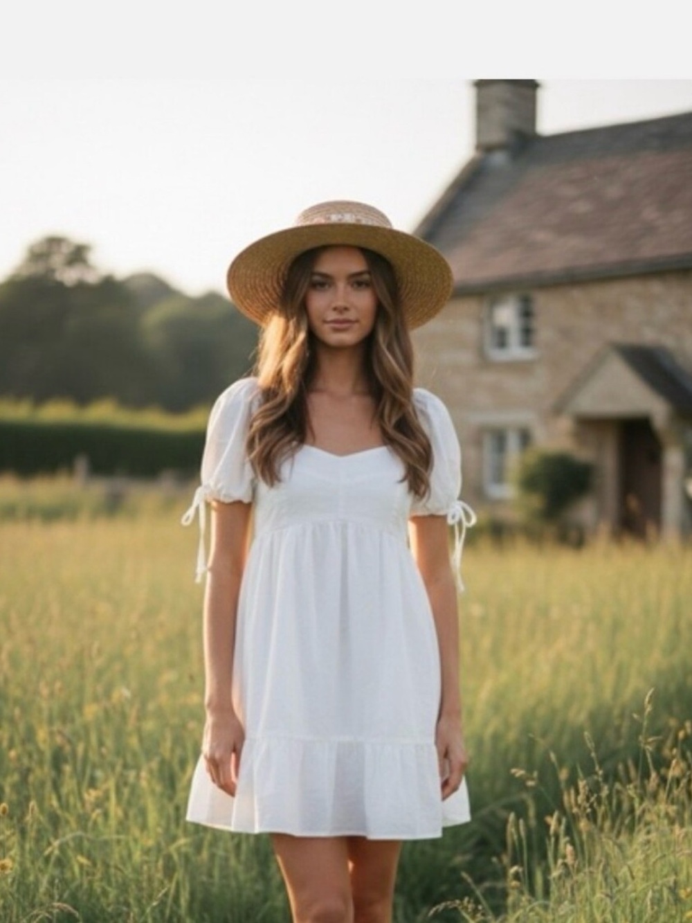 Sim and Sam White Puff Sleeve Dress